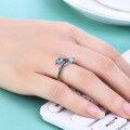 wholesale S925 silver adjustable designer-style thorn flower bud ring with natural topaz gemstone-0-2