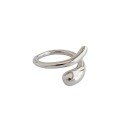 wholesale S925 sterling silver JA462 minimalist student ring, ins Korean-style niche smooth drop-shaped open ring for women-0-4