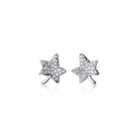 wholesale S925 Sterling Silver Stylish Maple Leaf Earrings with Sparkling Diamonds, Korean-style Student Earrings, Fashionable and Unique Design for Young Women-Maple Leaf 925 Silver