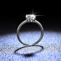 Sterling Silver D Color Moissanite Ring, 1 Carat Maple Leaf Bullhead Style-0-0