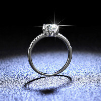 Sterling Silver D Color Moissanite Ring, 1 Carat Maple Leaf Bullhead Style.-1 carat (D color moissanite)  10 yards