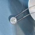 Sterling Silver Mother-of-Pearl Compass Pendant Necklace, Minimalist Liveloom Trend-0-2