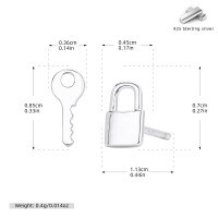 wholesale 925 Sterling Silver Lock And Key Stud Earrings For Women-925 silver platinum plated 925 silver