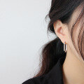 wholesale S925 Sterling Silver Korean-style INS Minimalist Geometric Oval Hoop Earrings, Gold-plated Retro Ear Cuffs-0-3