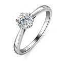 Silver Moissanite Ribbon Snowflake Ring-0-2