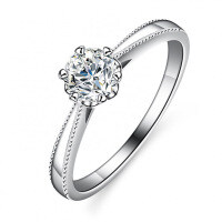 Silver Moissanite Ribbon Snowflake Ring-1 carat (D color moissanite)  11 yards