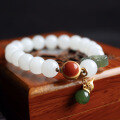 wholesale Metal material first: Factory wholesale natural Hetian jade bracelet, white jade Hetian jade bracelet for women, high-end sense jewelry gifts, drop shipping-0-1
