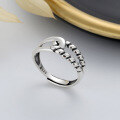 wholesale S925 Sterling Silver Retro Double-Layer Spiral Pattern Irregular Geometric Ring, Simple and Versatile Style-0-0