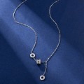 wholesale S925 Sterling Silver Zircon-Inlaid Slim Waist Necklace, Fashionable, Unique, Minimalist Luxury, Niche, Versatile Pendant Collarbone Chain Jewelry-0-1