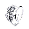wholesale S925 Sterling Silver Angel Feather Cupid Arrow Ring Ethnic Retro Forest Style Irregular Index Finger Ring for Women-0-4