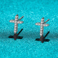 Sterling Silver Moissanite Cross Stud Earrings, Small Dazzling Luxury Unisex-0-1
