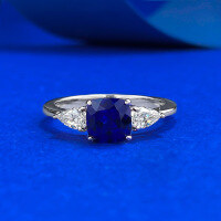 wholesale S925 Silver New Live Streaming Style Simulated Sapphire 6*6mm Fat Square Blue Corundum Fashion Versatile Ring-R1232 Sapphire Ring Size 9