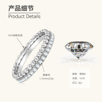 S925 Silver Full-Set D Color Moissanite Bubble Ring for Women, Daily Commute Wholesale-Double band ring [White Gold]  9 USD