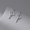 wholesale 925 Sterling Silver Women's Daily Korean Sweet Square Earrings Versatile Geometric Bar Drop Earrings E4086-0-2