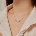 wholesale S925 Sterling Silver Korean New Style Women's Necklace Small Pave Diamond Design Pendant with Colored Zirconia Drop Collarbone Chain Wholesale-0-2