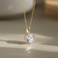 wholesale S925 Sterling Silver 2ct Zircon Six-Prong Necklace Light Luxury Cross-Border Collarbone Chain-0-0