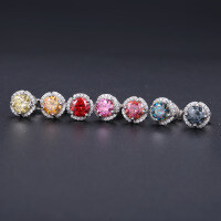 wholesale S925 Sterling Silver Gold-Plated New Style Flower 05ct Colored Moissanite Earrings with Certificate in Red and Champagne Colors-Champagne Moissanite Earrings