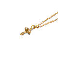wholesale 10K gold new niche moissanite necklace, minimalist high-end key collarbone chain, genuine gold jewelry-0-4