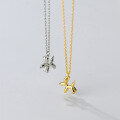 wholesale S925 Sterling Silver Balloon Dog Necklace Polished Animal Collarbone Chain Women's D8935-0-0