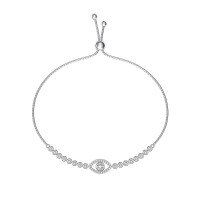 wholesale S925 Sterling Silver Women's Tennis Bracelet with Four-Leaf Clover Geometric Zirconia Pave Design, Light Luxury and High-End Feel-Platinum DY150313-SW-WH 925 Silver