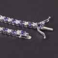 wholesale S925 sterling silver fashion high-end jewelry bracelet 3/4/5mm tennis chain with lab-grown sapphire and moissanite-0-1