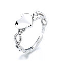 wholesale S925 Sterling Silver Twisted Heart Minimalist Design Open Adjustable Ring with a Luxurious Feel-0-4
