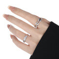 wholesale S925 Sterling Silver Double-Layer Hollow Knot Ring for Women, Irregular Twist Design, Niche and Stylish Silver Band-0-3