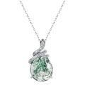 wholesale S925 Silver Pendant Necklace with Natural Green Moss Agate Stone, Fashionable Snake Design for Cross-Border Supply-0-4