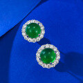 wholesale 925 Sterling Silver with 80 Simulated Green Chalcedony Earrings, Rich Lady Style Extravagant Classic Earrings-0-2