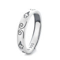 wholesale Sterling Silver Retro Antique Auspicious Clouds Tight Hoop Couple Rings, Ultimate Treasure National Tide Design Open Ring-0-8
