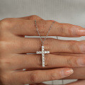 Sterling Silver Amazon Cross Pendant Necklace with Moissanite for Women-0-2