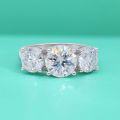 wholesale 18k White Gold Plated S925 Sterling Silver Luxury and Elegant Three Moissanite Diamond Women's Ring Trendy Factory Direct-0-1