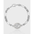 wholesale S925 Sterling Silver 923 Niche Light Luxury Advanced French Elegance Geometric Oval Pearl Fishtail Diamond-Inlaid Bracelet for Women-0-0