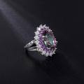 wholesale S925 Sterling Silver Luxury High-End Colored Gemstone Ring, European and American Fashion Personalized Plated Gemstone Ring-0-2