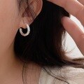 wholesale S925 Sterling Silver Minimalist French-style C-shaped Textured Ear Cuff Earrings for Women-0-0