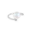wholesale S925 sterling silver freshwater pearl open ring for women, minimalist and niche design with a touch of luxury-0-3