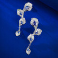 wholesale 925 Silver New Small Batch Design Royal Blue Plain Leaf Earrings Light Luxury Minimalist Stud Earrings-0-3