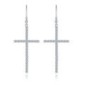 wholesale S925 Silver Plated with 18k Gold, 18mm Round Moissanite Full Pavé Extra Large Cross Ear Hooks Earrings for European and American Foreign Trade-0-0