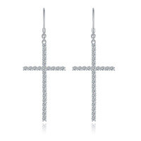 wholesale S925 Silver Plated with 18k Gold, 18mm Round Moissanite Full Pavé Extra Large Cross Ear Hooks Earrings for European and American Foreign Trade-1.8mm (1.25ct) 925 silver