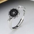 wholesale S925 Sterling Silver Geometric Starry Teardrop Ring, Retro Fashion, Niche Design, Versatile Women's Index Finger Ring-0-0