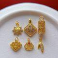 wholesale Gold-plated 925 ancient silver fittings with rhinestones, bamboo leaf, six-syllable mantra, sunflower pendant, and abacus charm for DIY-0-2