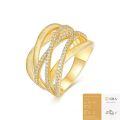 S925 Silver Cross Hollow-Out Ring with Moissanite, Gold-Plated, Tarnish-Resistant-0-5