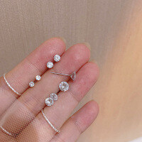 wholesale 925 Sterling Silver Popular Four-Prong CZ Stud Earrings Hypoallergenic for Pierced Ears Versatile Minimalist Cartilage Earrings Wholesale-3mm 925 silver