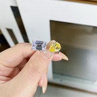 wholesale S925 Sterling Silver Adjustable Opening Ring for Women, Tarnish-Resistant, Direct Wholesale from Manufacturer-Yellow Diamond-CBJZ376 Adjustable opening