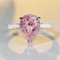 wholesale S925 Sterling Silver Pink High Carbon Diamond Ring for Women Wholesale, European and American Style Waterdrop Ice Flower Cut Zirconia Band-0-3