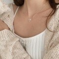 wholesale S925 Sterling Silver Ballpoint Bow Necklace for Women, Small and Unique Design, High-End Luxury, Personalized Elegance Snake Chain Necklace-0-1