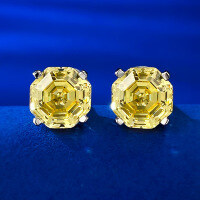 wholesale 925 Silver Metal Material, Mu Jing Jewelry New 8*8 High Carbon Diamond Zircon Earrings in Bagua Shape, Hot Selling in Europe and America Cross-border Ins-E336 Pink Diamond 925 Silver