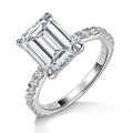 wholesale Wholesale S925 Sterling Silver Plated 18K Gold 4 Carat Emerald Cut Moissanite Ring for Women-0-4