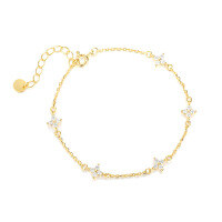 wholesale S925 Sterling Silver French Zirconia Micro-set Adjustable Bracelet For Women, Fashionable And Versatile-L816-Gold Color_16+3CM 925 Silver