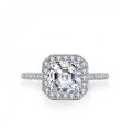 S925 Silver Moissanite Ring 3ct Asscher Cut-0-0